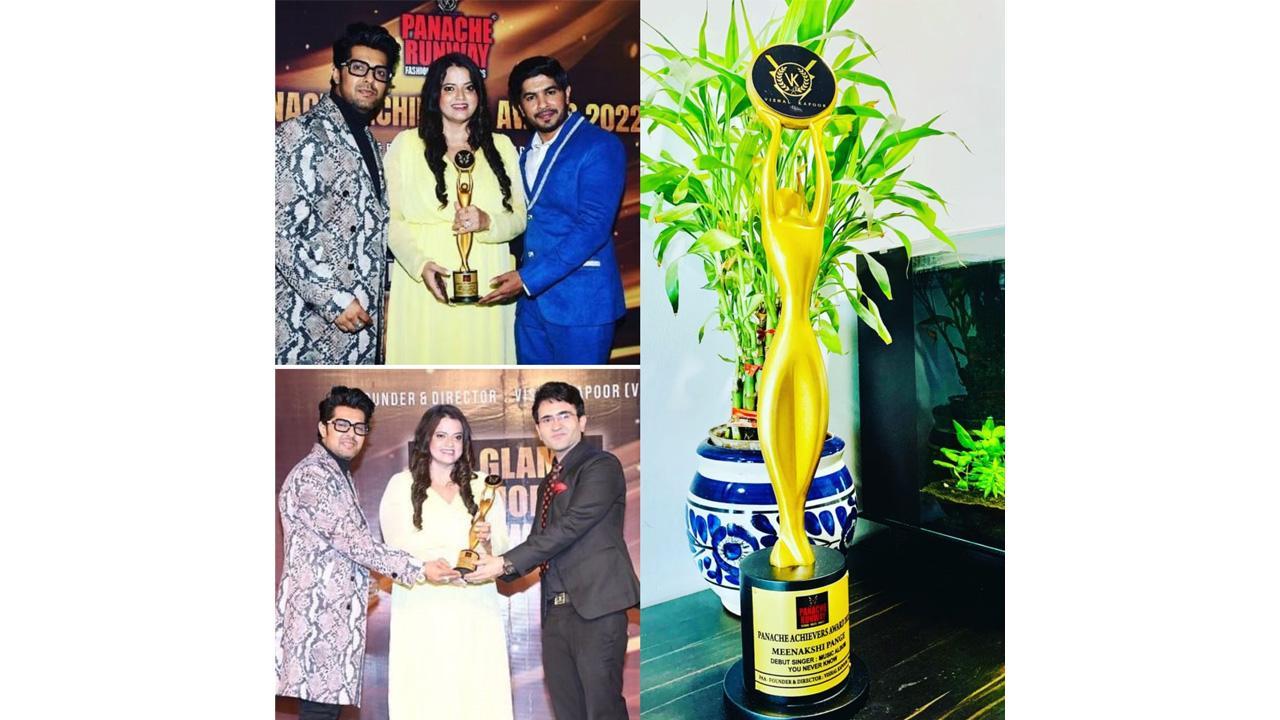 Singer Meenakshi Pange received the Debut Singer Award at the Panache Achievers Awards show.